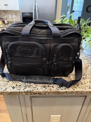 Tumi Alpha Expandable Briefcase Carry Laptop Bag Nylon Black 26160DH Reg $495 - Image 1 of 4