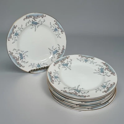Juego de 6 platos de ensalada de pan Imperial China Sevilla 2353 borde dorado floral azul de colección Foto 1 de 4