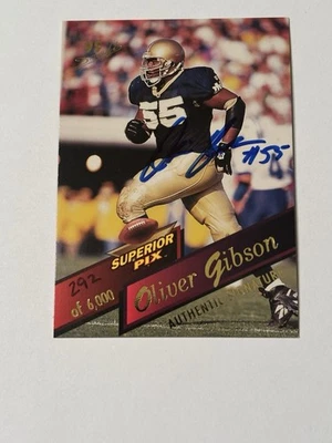 OLIVER GIBSON SUPERIOR PIX AUTOGRAPH AUTO RC NOTRE DAME STEELERS BENGALS RIP - Image 1 of 2