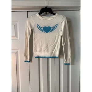 Y2K Old Navy Hearts with Wings Sweater Girls Size L - Picture 1 of 3
