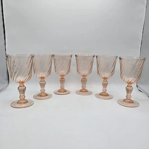 Frankreich Vintage Arcoroc Rosaline rosa Wirbel Weinkelche 6,5" Lot von 6 gebraucht. - Bild 1 von 19