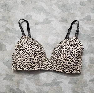 Victoria's Secret Bra Women’s 36D Leopard Print T-Shirt Lightly Lined Wireless - Picture 1 of 7