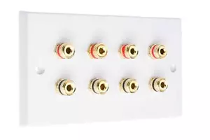 Placa frontal de pared de audio para altavoz blanco 4.0 4 altavoces o 2 bi cables SIN SOLDADURA - Imagen 1 de 5