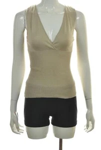 Parallel Womens Sweater Size M Beige Solid V-Neck Sleeveless Silk Casual - Picture 1 of 4