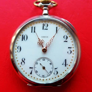 HERREN TASCHENUHR, OMEGA, Silber-0,800, Ankerhemmung, gute Funktion, ca. 1910 - Bild 1 von 6
