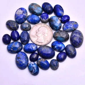 27 Pcs Natural Untreated Lapis Lazuli 10mm-18mm Oval Cabochon Loose Gemstones - Picture 1 of 4