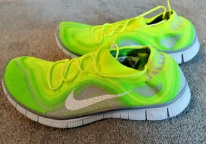 Nike Free Flyknit- Mens 10.5- Running Shoe Volt Green/ White Trainer 615805-713 - Picture 1 of 6