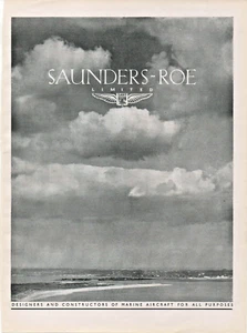 Sanders Roe Limited Marine Aircraft Vintage Print Ad England 10"x7" 1943   - Foto 1 di 2