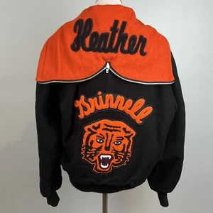 Varsity Letter Jacke Tiger Patch G Grinnell Iowa schwarz orange 90er Damen L - Bild 1 von 14