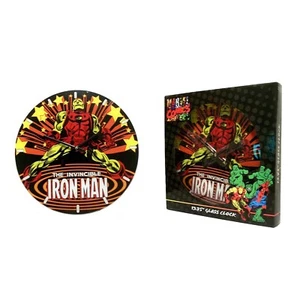 "IRON MAN" Marvel Comics Retro 13.75-inch Collectible Glass Clock (2010) - Picture 1 of 6