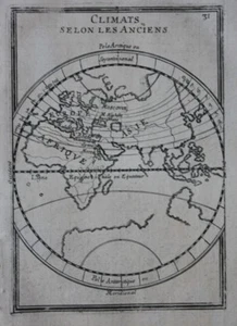 Original antique print WORLD MAP, EASTERN HEMISPHERE, CLIMATE, Mallet, 1683 - Picture 1 of 3