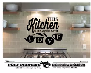 Kitchen Seasoned With Love Stickers Wall Art Pot Cup Love Dining Room Removable - Picture 1 of 4