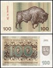 Lithuania 100 Talonu 1991, UNC, P-38b, Completely Watermark, Bison