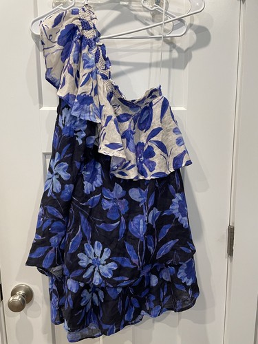 PALM ANGELS Abito floreale da donna Anthropologie taglia XS Easy One a spalla motivo blu e bianco