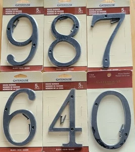 Gatehouse schwarz pulverbeschichtet massiv Zink 5 Zoll Hausnummern - Unterputzhalterung - Bild 1 von 8