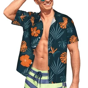Men's Hawaiian Shirt Short Sleeved Casual Button Down Summer Tropical Beach P... - Picture 1 of 6