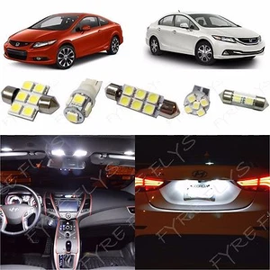 8x Premium White LED lights interior package kit for 2013-2015 Honda Civic HC2W - Picture 1 of 8