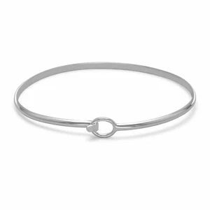 Sterling Silver Hook Closure Bangle Bracelet - Picture 1 of 2