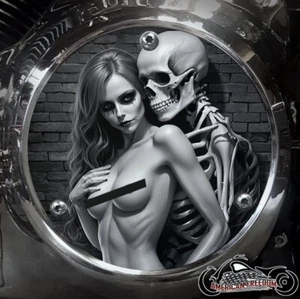Harley Davidson 3 Hole Derby Clutch Cover 1970-1998 EVO Shovelhead Topless Skull - Bild 1 von 1