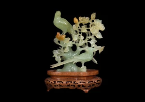 Eine Feine Geschnittene Jadeit - Vogelgruppe (Fasane), China, 20. Jh. - Bild 1 von 8