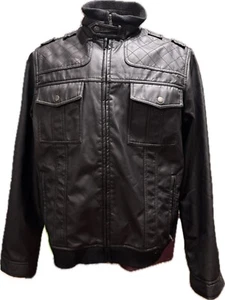 HELIX Black Men's Faux Leather Size XL Very Detailed 4 Pocket Jacket - Picture 1 of 11