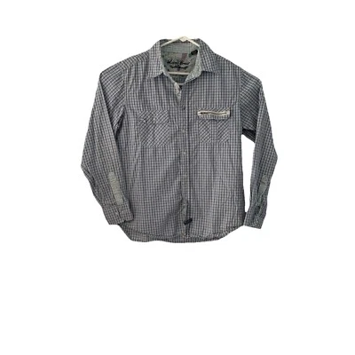 Lion’s Crest by English Laundry Shirt L Blue Plaid Paisley Flip Cuff LS - Image 1 of 4