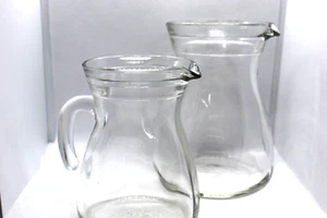 Vintage Cerve Clear Glass Pitcher Made in Italy Set of 2! Two Different Sizes - Picture 1 of 9