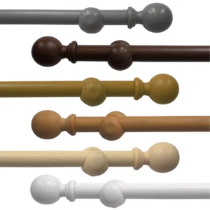 WOODEN CURTAIN POLE EYELET POLE FOR CURTAINS 28MM WOOD POLE WHITE OAK GREY CREAM - Picture 1 of 17