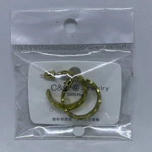 Vintage sterling silver etched hoop earrings C&C Jewelry - Picture 1 of 12