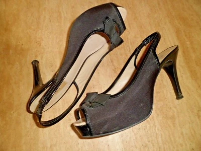  Hugo Boss Peep Toe Slingback Zapatos de Cuero Satén y Patente EU 37 UK 4 Foto 1 de 3