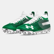 green and white football cleats