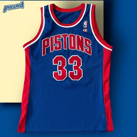 90s Vintage Authentic Champion Grant Hill Rookie Jersey Detroit Pistons Sz 44 L Cover