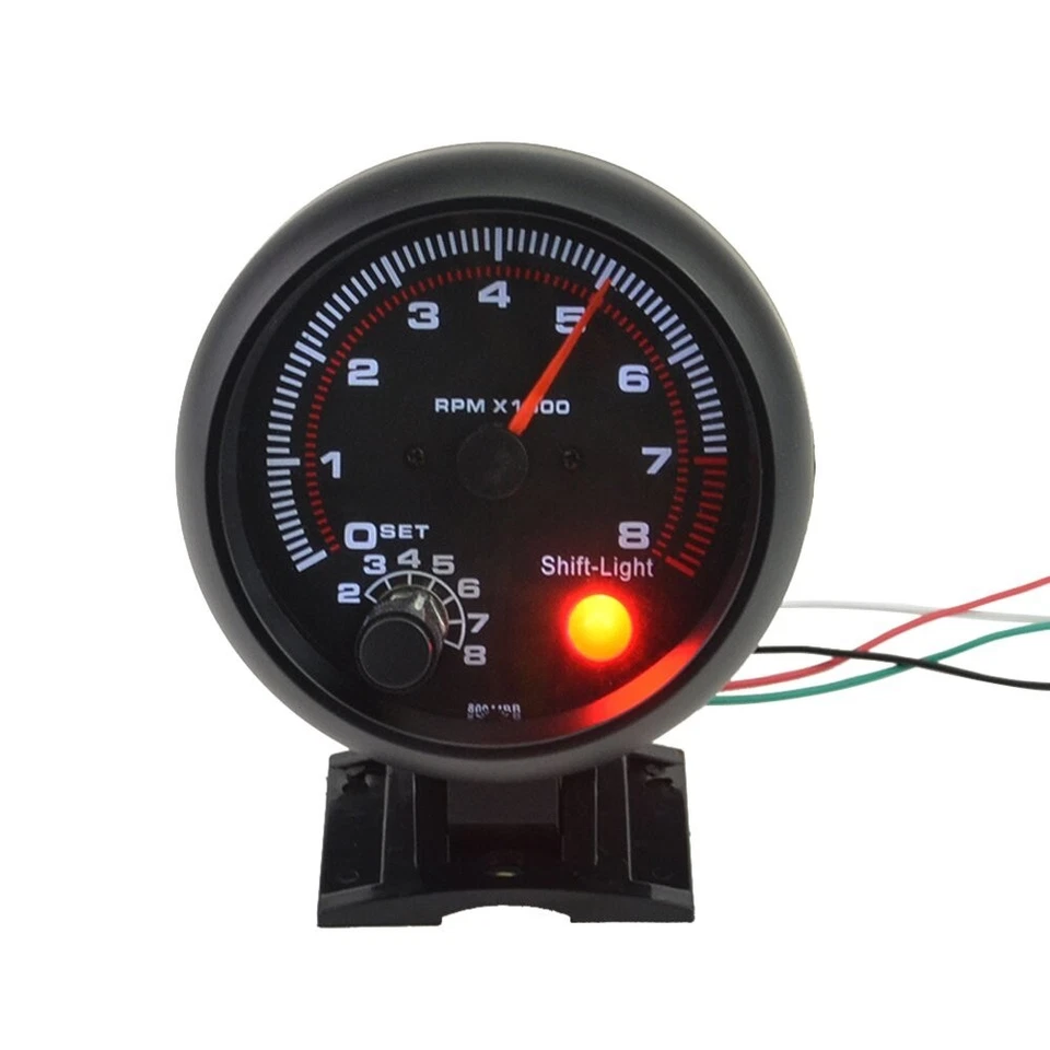 Tachometer Gauge 3.75in Black Racing Car Tachometer 0‑8000 RPM - Image 1 of 4