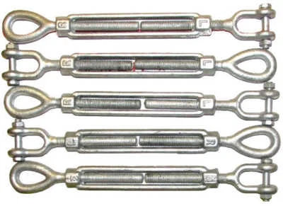 JONES-SPORTS Turnbuckle 6 pcs 3/8" x 6" Eye/Jaw for Wire Rope Cable Batting Cages 1200lb W.L.