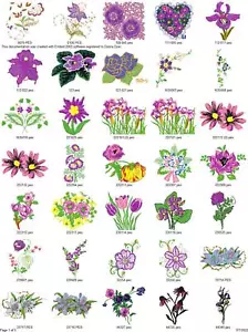 156 PURPLE LAVENDER FLOWERS Embroidery Machine Designs Patterns USB - Picture 1 of 12