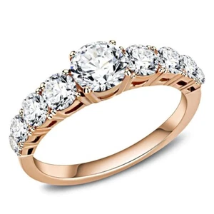 Art Deco Style Round Simulated Diamond Engagement Bridal Rose Gold Plated Ring - Picture 1 of 10