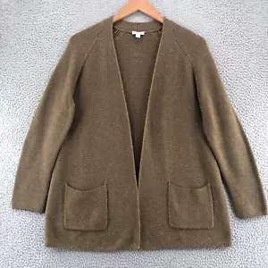 Maglione J Jill donna marrone medio misto seta aperto cardigan tasche maglia casual - Foto 1 di 10