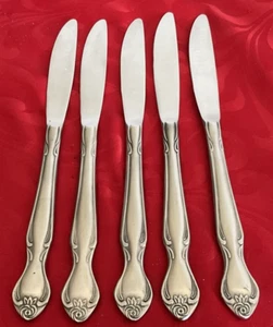 Ekco stainless Regal Rose lot of 5 dinner knives 8 5/8" NM polished - Picture 1 of 4