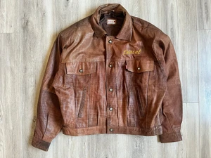 Diesel Marrón Vintage Chaqueta Cuero Años 90 Hombres Y2k Talla L Cuero Auténtico - Imagen 1 de 16