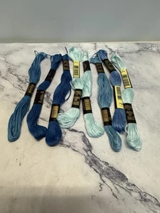 DMC Cotton Embroidery Floss Thread~Lot of (8) Skeins~Blue Color Set - Picture 1 of 2