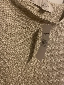 Camiseta sin mangas Loft para mujer talla mediana tono dorado brillante suéter sin mangas nueva con etiquetas nueva - Imagen 1 de 5