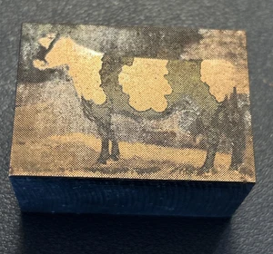 mucca, bovina, bovina, mezza tonalità, | blocco stampa tipografica vintage - Foto 1 di 5