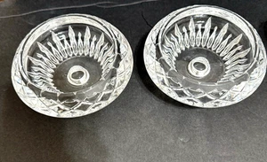 Set of 2 Princess House Crystal 3 Way Candle Holder Deep Cut 4.25"Diameter 2.3"h - Picture 1 of 14