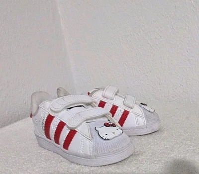 Adidas Superstar x Hello Kitty CF White Vivid Red Toddler Girls Sz 6 K Sneakers - Image 1 of 4