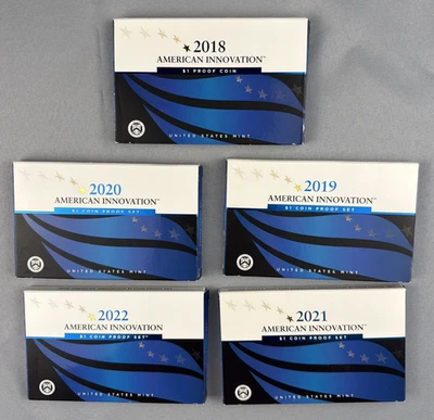 2018-2022 American Innovation $1 Proof Sets Lot OGP COAs US Mint 17 coins - Image 1 of 4