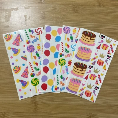 Mrs. Grossman‘S Party Sticker Assortment, 6 Strips,cake balloons Hats Candy + - Image 1 of 4