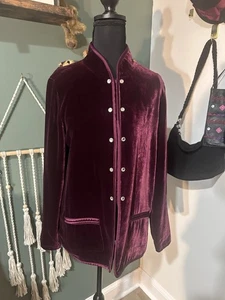 Vintage Saks Fifth Velvet And Silk Button Front Jacket Size S Holiday - Picture 1 of 6