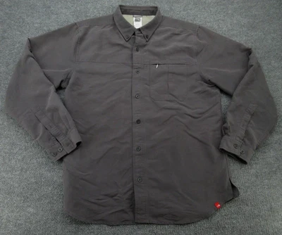 The North Face Shirt Mens Large Gray Long Sleeve Button Down Hidden Zip Hiking - Image 1 of 4