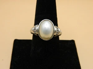 JUDITH RIPKA STERLING SILVER MABE PEARL DIMONIQUE RING SIZE 9 - Picture 1 of 3