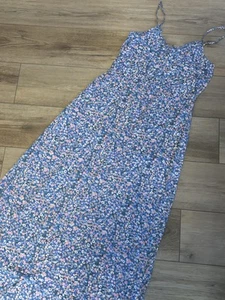 Worn Once Size 8 Pieces Women’s Soft Blue Floral Maxi Dress - Adjustable Straps - Picture 1 of 6
